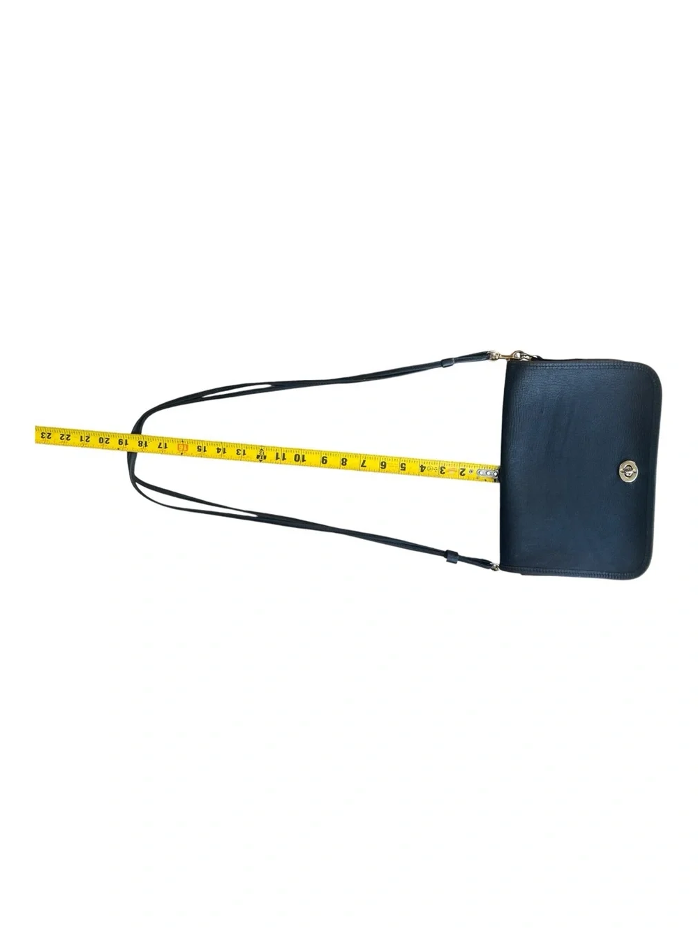Vintage Style Black Leather Turnlock Crossbody Bag